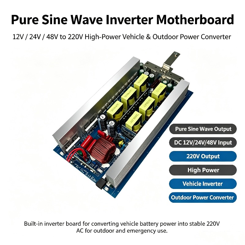 Pure Sine Wave Inverter Board 24V 48V - แผงวงจรหลักของอินเวอร์เตอร์ที่ให้คลื่นไซน์บริสุทธิ์, แผงแปลงไฟจากกระแสตรง 12V/24V/48V เป็นกระแสสลับ 220V, แผงวงจรหลักของอินเวอร์เตอร์กำลังสูง