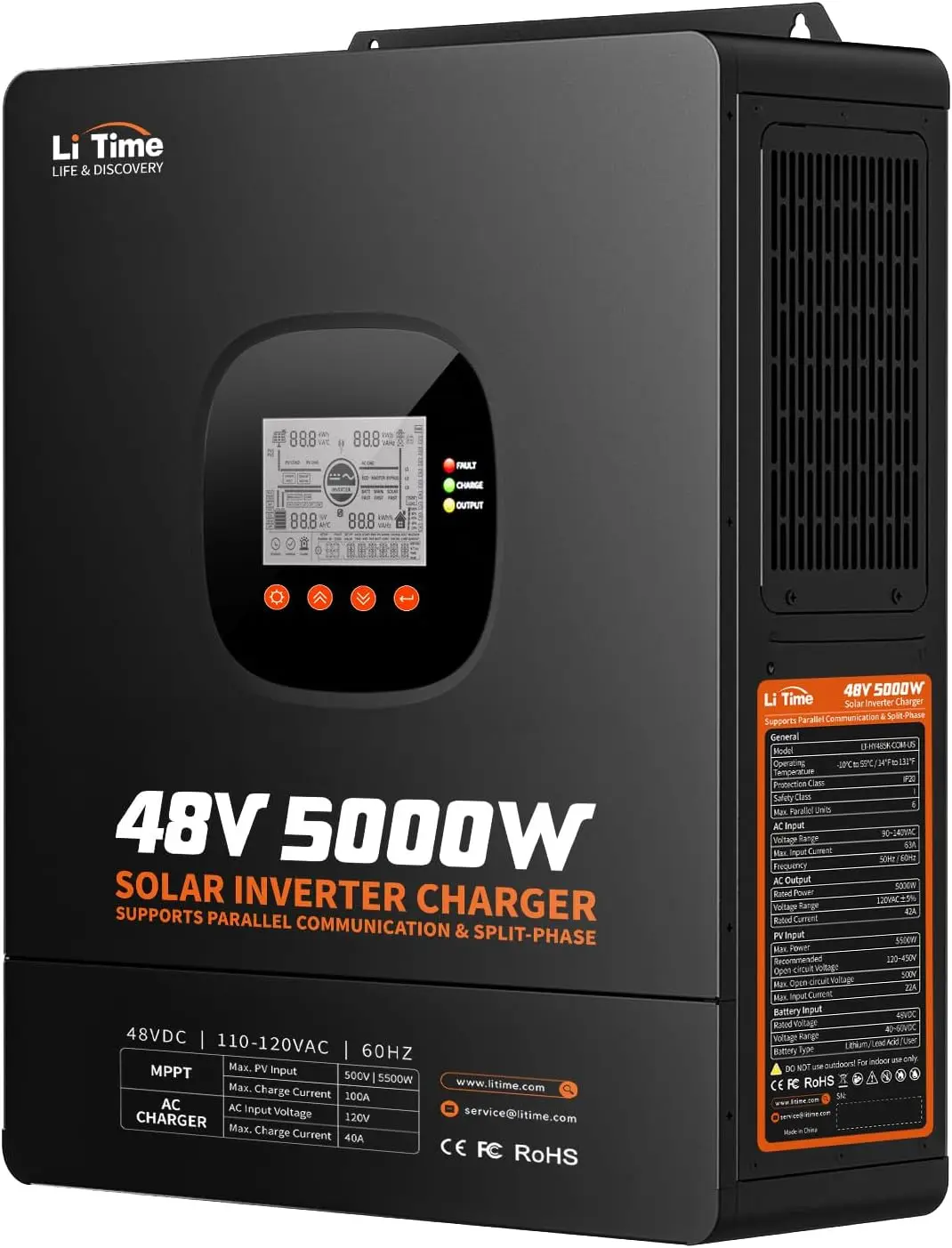 อินเวอร์เตอร์ไฮบริดพลังงานแสงอ - Parallel Solar Inverter 48V 5000W Mppt บทวิจารณ์และราคา